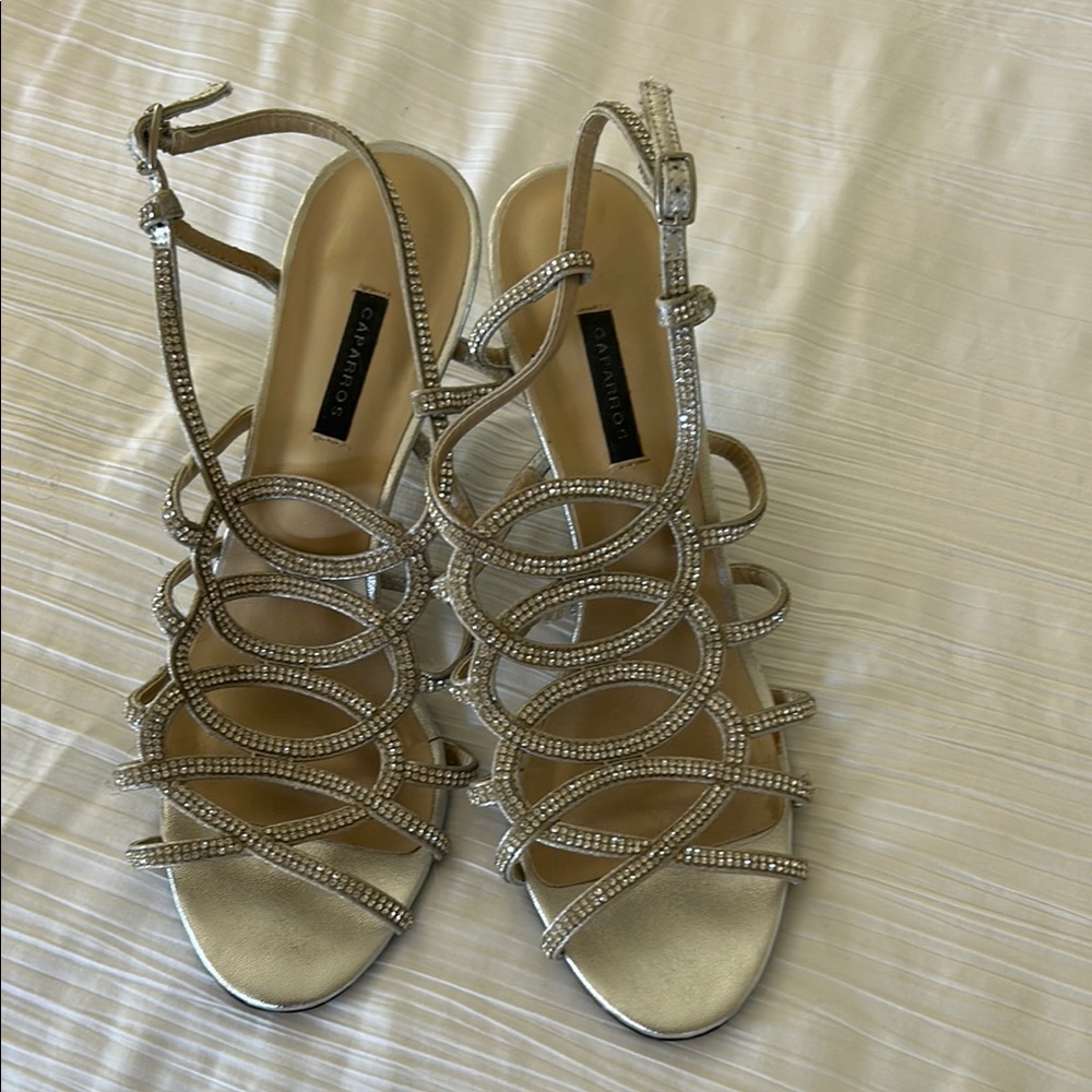 Caparros Silver Strappy Heels for Formal Occasions